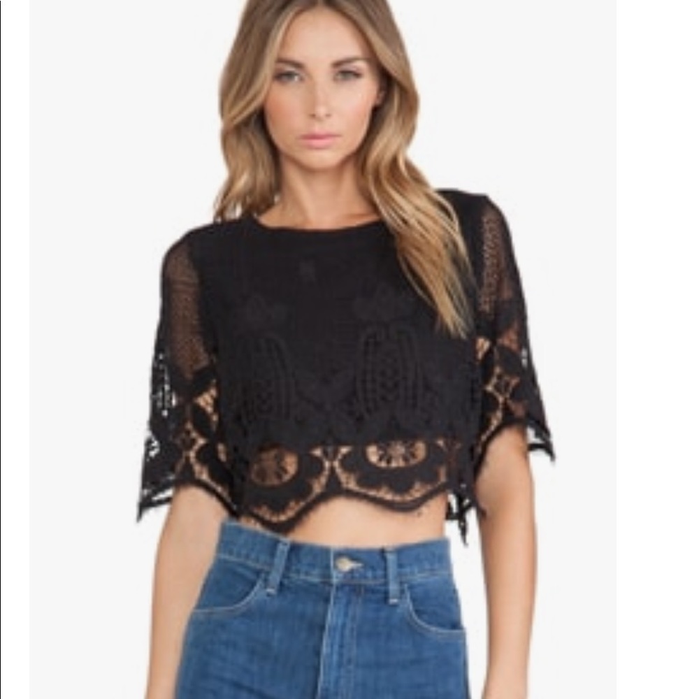 NWOT! Miguelina BLACK Crochet Lou Top, Size M